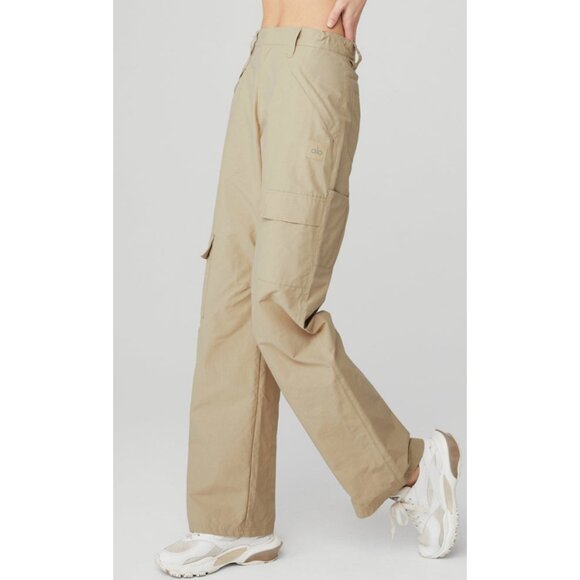 ALO Yoga Pants - Alo Edge Trousers California Sand Tan Outdoor Hiking Utility Khaki Wide Leg Pant